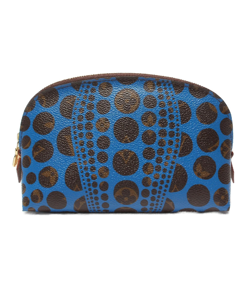 Louis Vuitton Pouch Pumpkin Dot Yayoi Maeda Leather Blue Brown